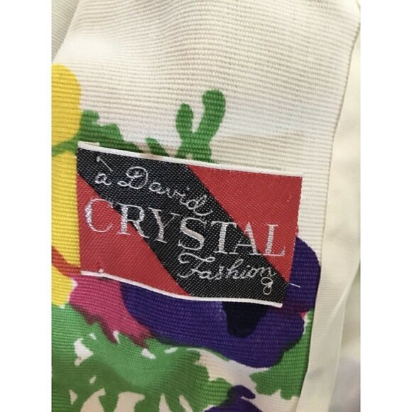 Vintage David Crystal Multicolor Floral Long Jacket Coat medium - Picture 11 of 12